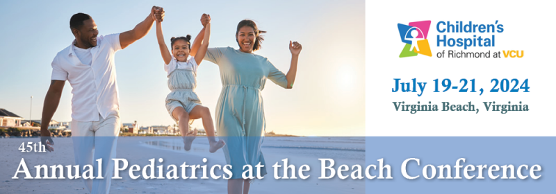Pediatrics at the Beach Header - Family walking along beach