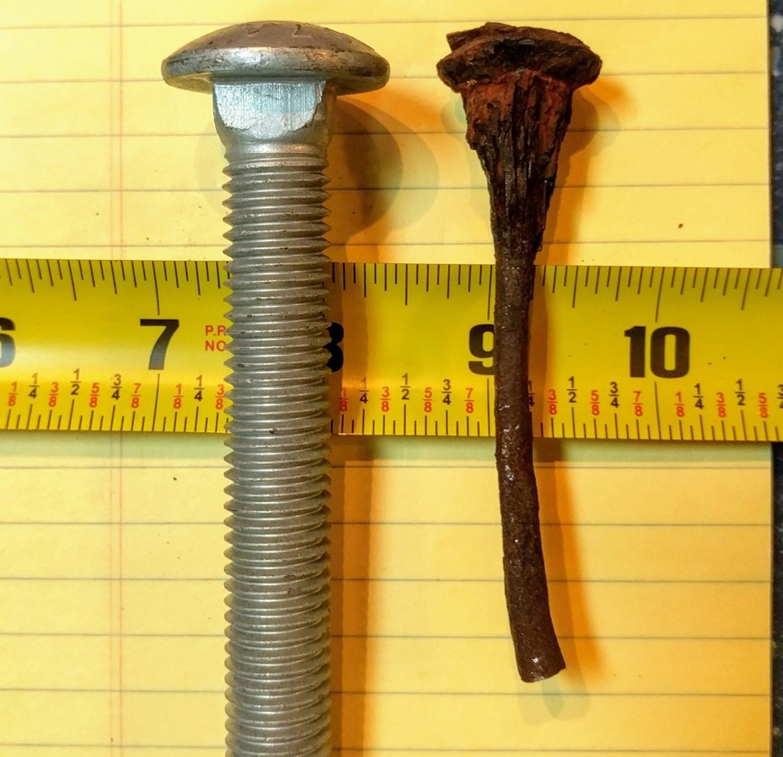 Half-inch bolt used for guard post connection after 13-years in-service.